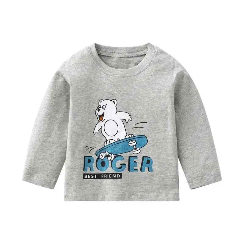 Color: Dark Grey, Kid Size: 3T?€?€·?¤–运动?‰ - Children's long-sleeved T-shirt 2024 spring & fall new style small and medium-sized kidsren's baby round neck bottoming shirt