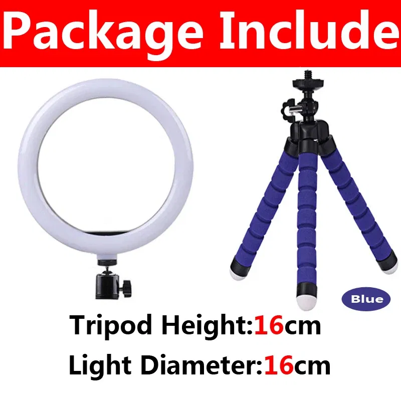 Color: grey - 10 inch LED Selfie Ring Light Dimmable Photography Fill Lamp with Mini tripod for Mobile Phone Live Video Photo Studio Ringlight