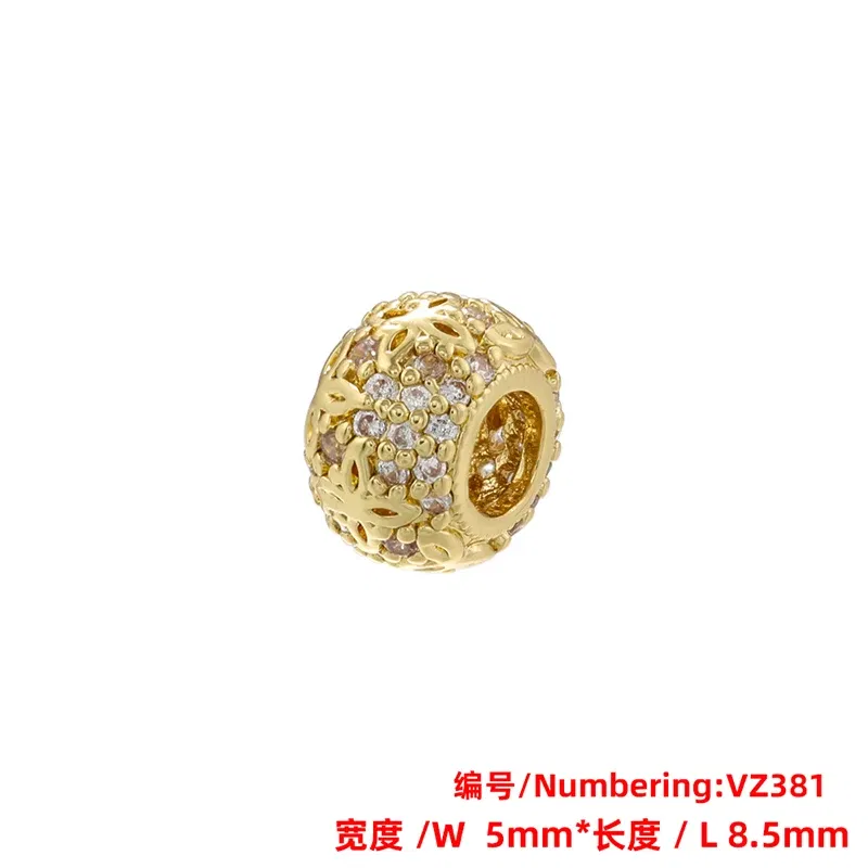 Color: Yellow - ZHUKOU Brass flowers beads for jewelry making Cubic zirconia diy handmade Bracelets jewelry making beads Jewelry materials VZ380