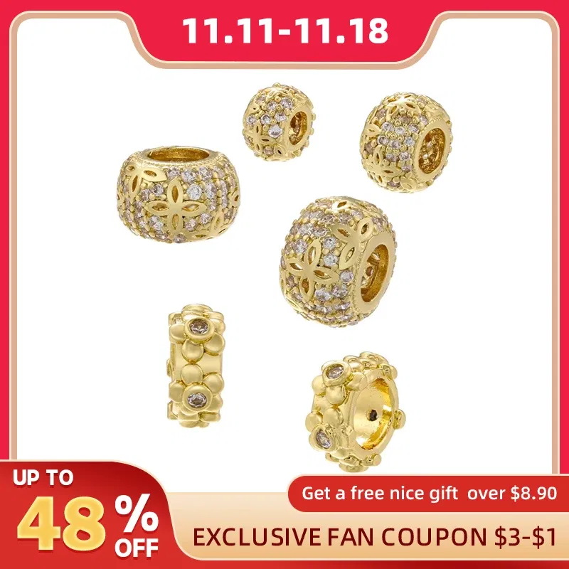 Color: Yellow - ZHUKOU Brass flowers beads for jewelry making Cubic zirconia diy handmade Bracelets jewelry making beads Jewelry materials VZ380