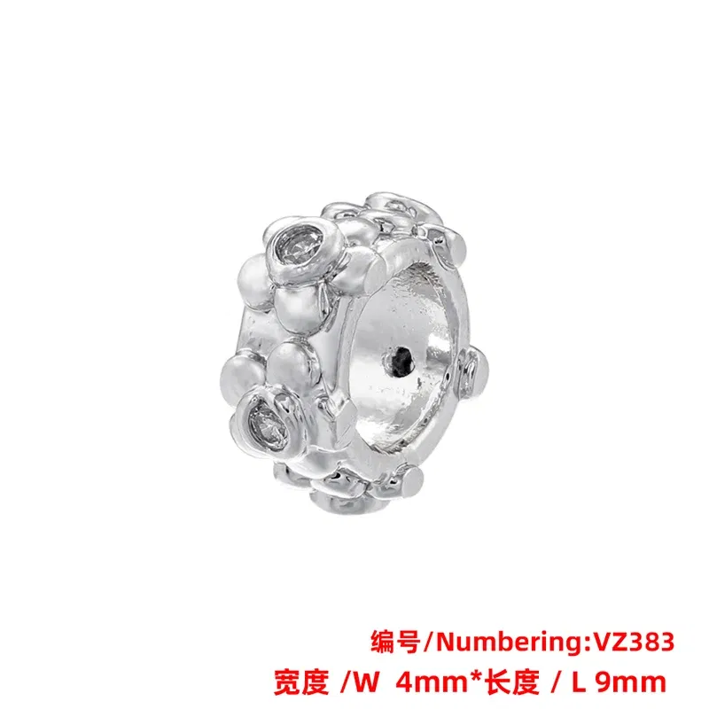 Color: Yellow - ZHUKOU Brass flowers beads for jewelry making Cubic zirconia diy handmade Bracelets jewelry making beads Jewelry materials VZ380