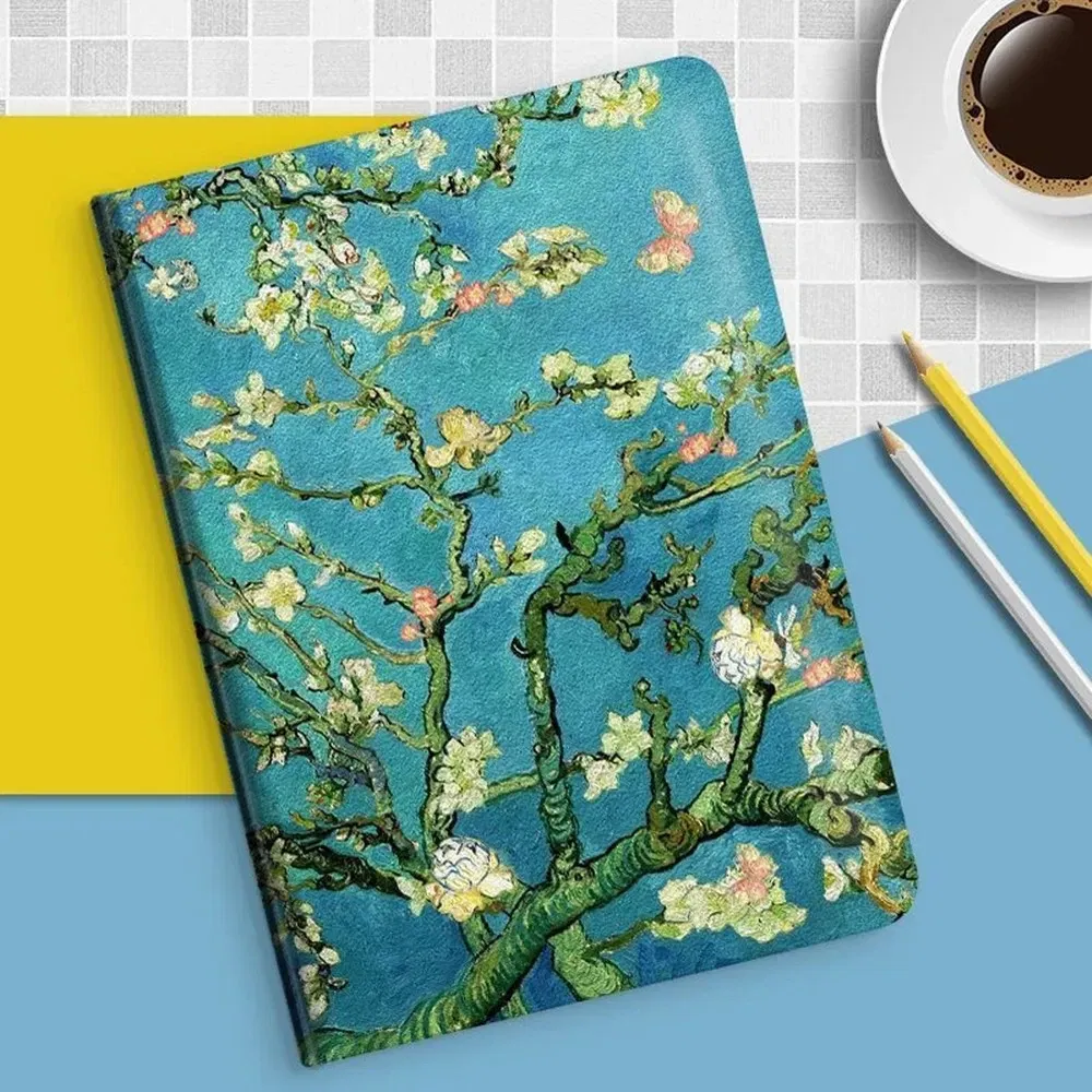 Color: WHITE, Size: 6 - Case For iPAD 10 9 8 7 6 5 th Generation Pro 11 12.9 10.5 Air 5 4 3 2 Mini 6 Funda Cover Luxury Van Gogh Oil Painting Flower Art