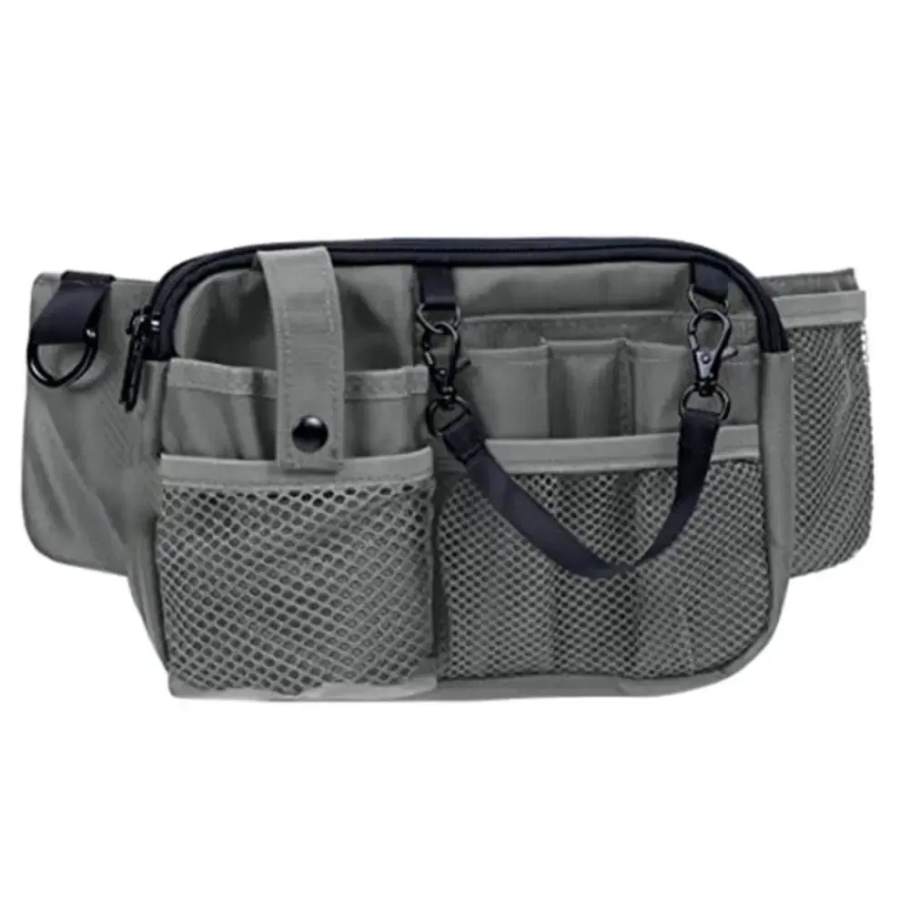 Color: Brown - Adjustable Nurse Fanny Pack Portable Large Capacity Polyester Nurse Pouch Waist Bag Multi Compartment Pocket Belt Organizer