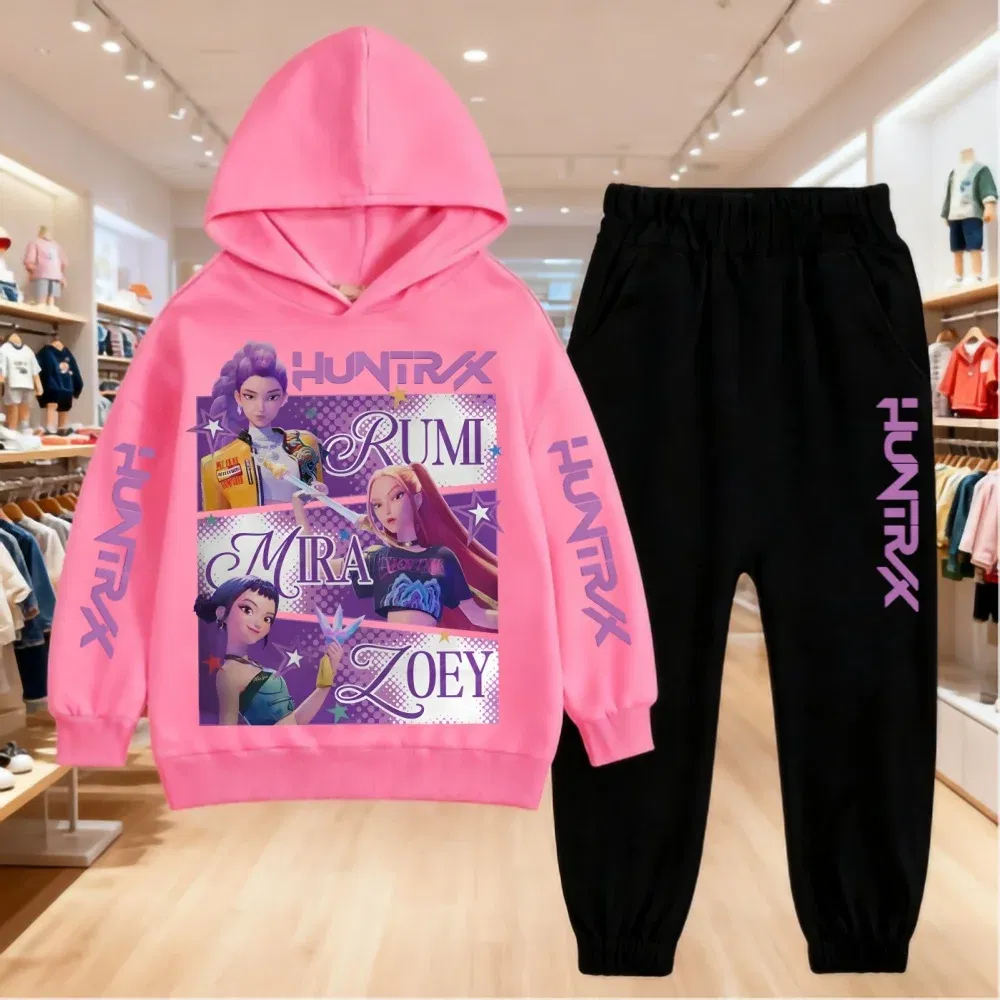 Color: Gold, Kid Size: 12 - 2025 KPop Demon Hunters Kids Hoodie Set Boys Teen Girls Hoody Sweatshirts With Pants Tracksuit Children's Autumn Clothing 2pcs