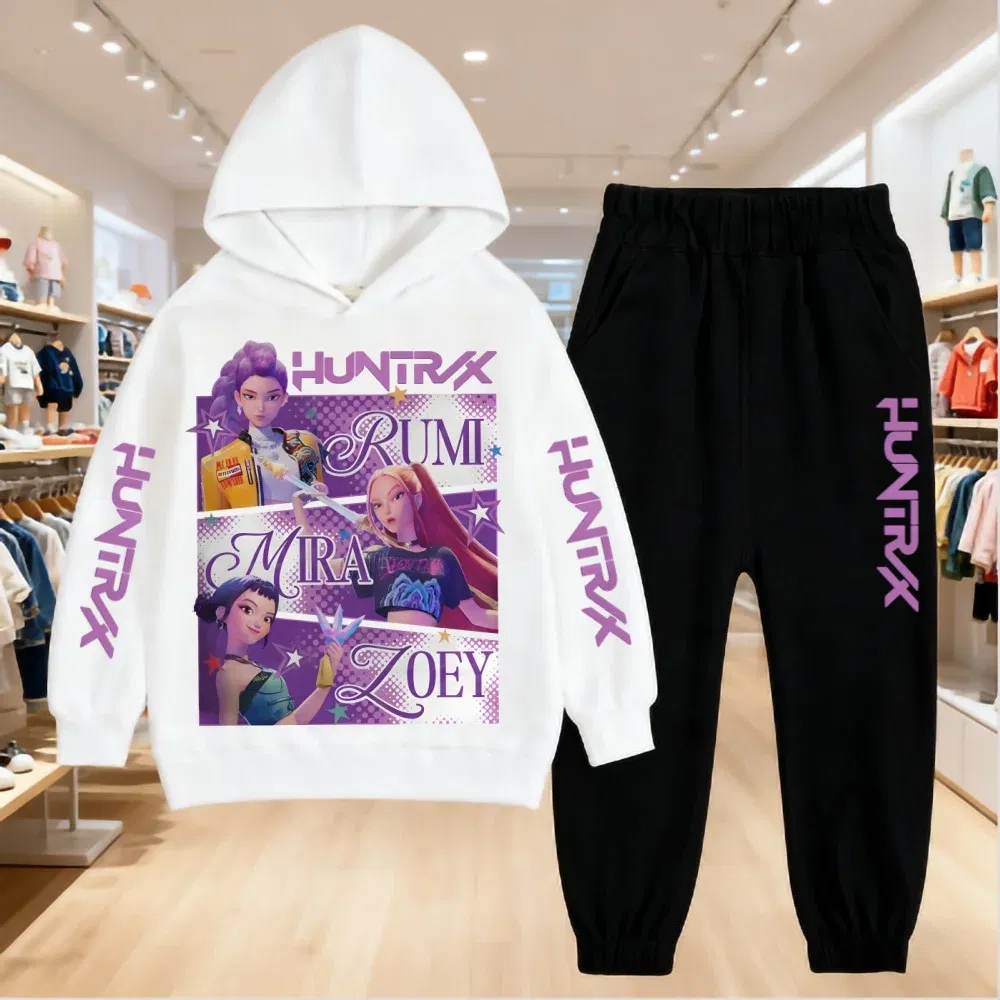 Color: Gold, Kid Size: 12 - 2025 KPop Demon Hunters Kids Hoodie Set Boys Teen Girls Hoody Sweatshirts With Pants Tracksuit Children's Autumn Clothing 2pcs