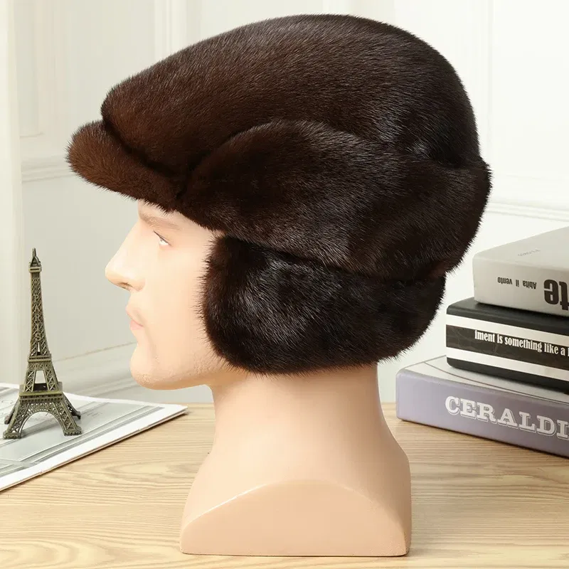 Color: Yellow, Hat Size: One Size - Real Mink Fur Hat Women'S Winter Fashion Beret Hat Warm Mink Fur Knight Beret Hat Luxury Keep Warm Russian Lady Caps