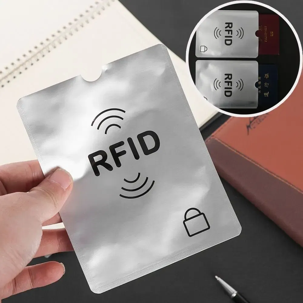 Color: Beige - 5pcs Anti-theft RFID Card Holder Colorful Aluminium Reader Lock Passport Protector Sleeves Safety Credit Card Sleeves