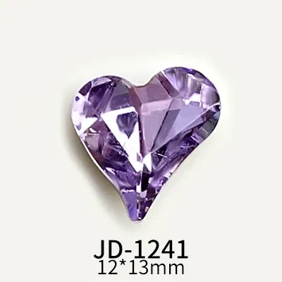 Color: Pink - 20pcs Nail Art Light Purple Sparkling Crystal Glass Diamond Violet Pointed Bottom Bare Rhinestone Gem Nail Accessories Charms