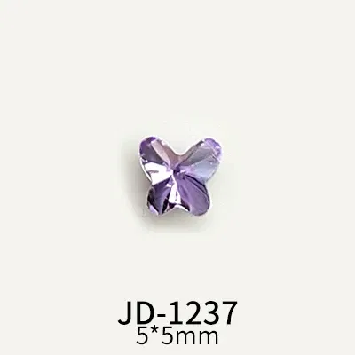 Color: Pink - 20pcs Nail Art Light Purple Sparkling Crystal Glass Diamond Violet Pointed Bottom Bare Rhinestone Gem Nail Accessories Charms