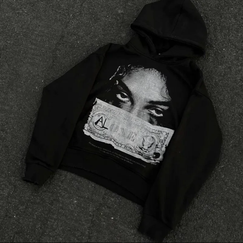 Color: black, Size: S - Woman Sweatshirts Streetwear Y2K Hoodie Aesthetics Graphic Print Clothes Oversized Pullover Hoodie Sweatshirt Fall Clothes
