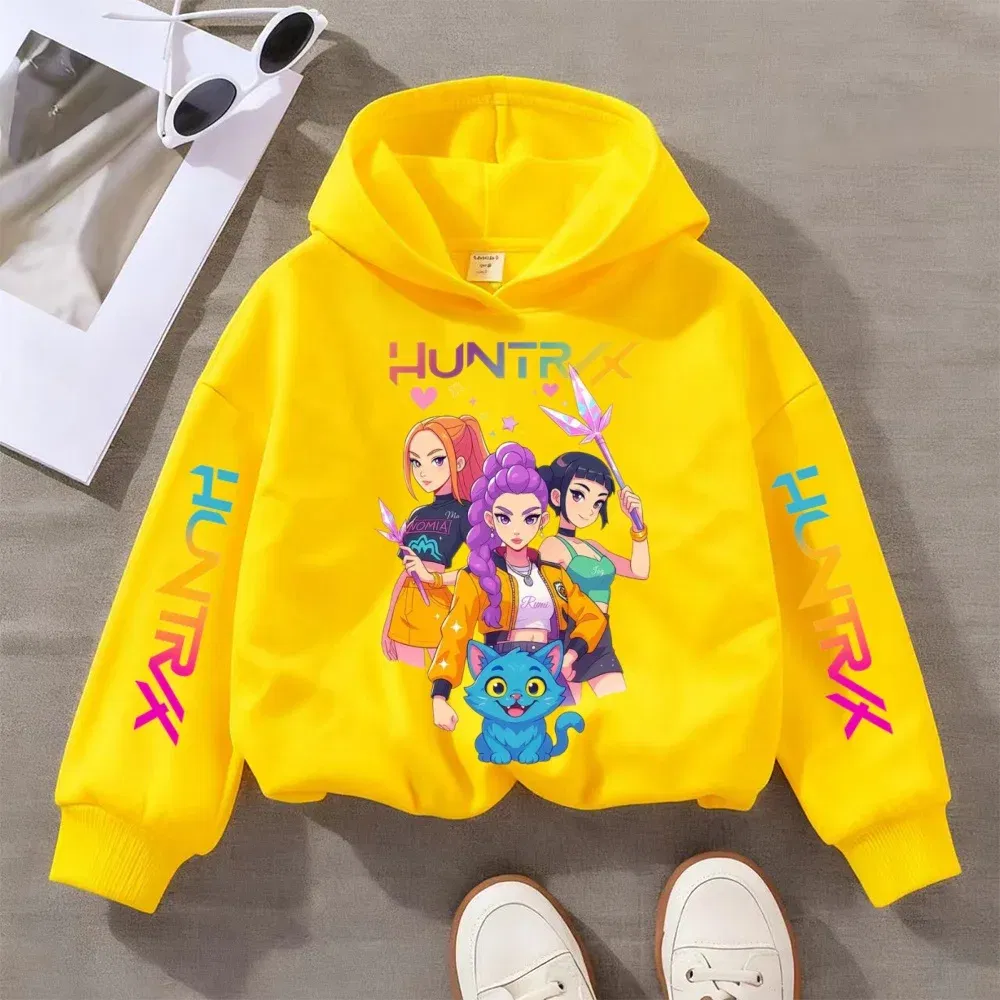 Color: Gold, Kid Size: 104 - KPOP Demon Hunters Children's Sweatshirt Girls' Clothes Girls' Sweatshirt autumn 2024 New Cute Fashion Hoodie