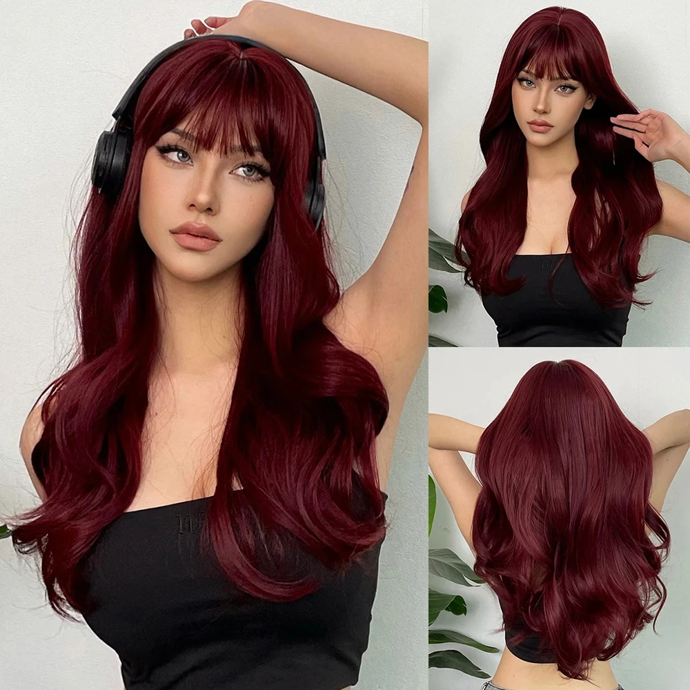 Color: FS1B/99J - Blonde synthetic wig with straight bangs Ladies Cosplay wig High temperature silk wig set with big waves and long curly hair