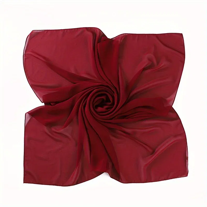 Color: Navy Blue, Size: One Size - A Pure Color Silk Scarves Imitation Silk Stripes Fashion Shawl Sunscreen Scarves Chiffon Scarf 110 * 110 CM
