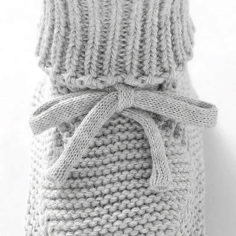 Color: Blue, Baby Age: 19-24 Months - Infant Baby Shoes Knit Cotton Boys Girl Boots Fashion Tie Solid Newborn Walk Bed Footwear Toddler Kid Clothing Accessories 0-18M