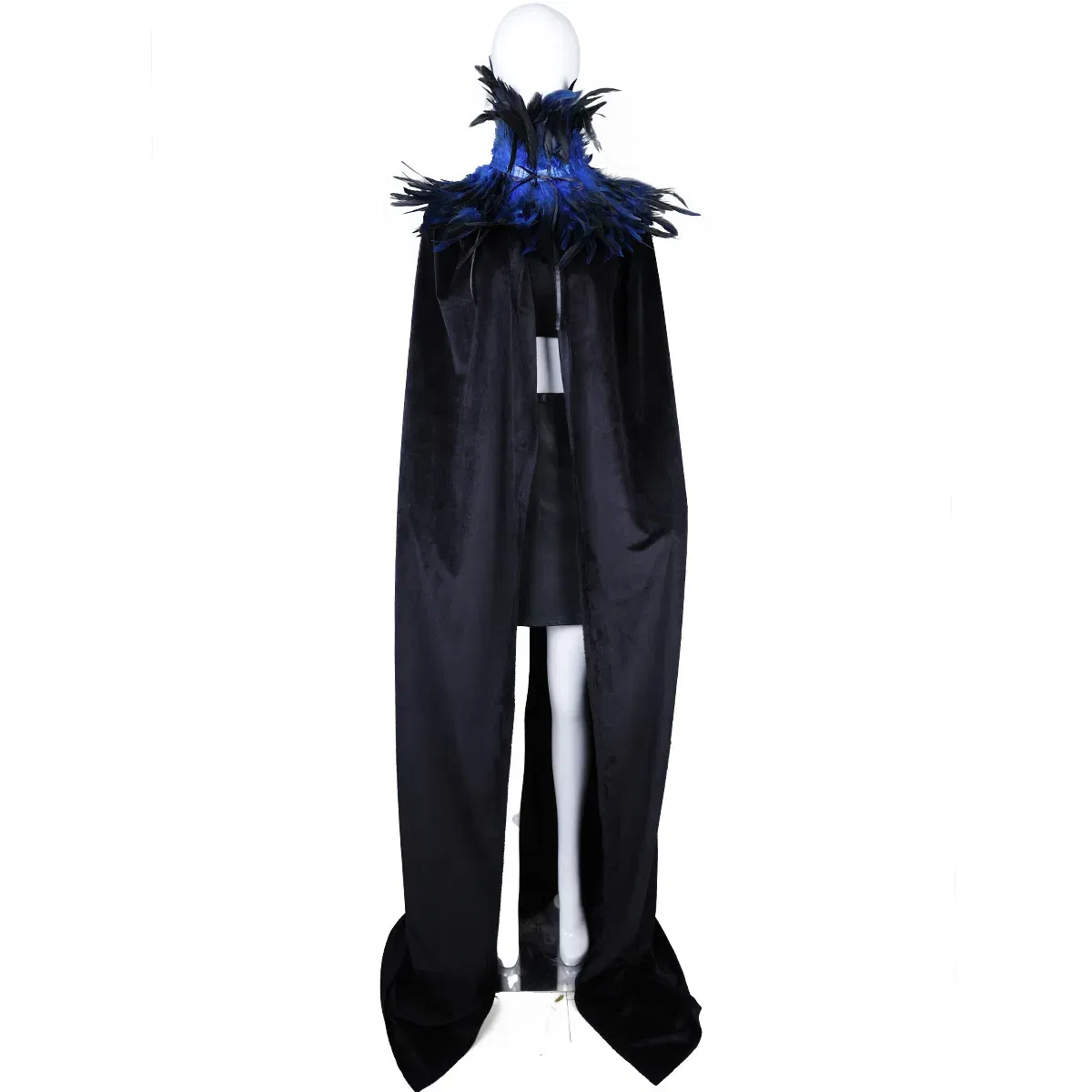 Color: Lake Blue - Feather Shawl With  Elegant Gothic Style Cloak With Soft Feathers Perfect For Halloween Or Cosplay