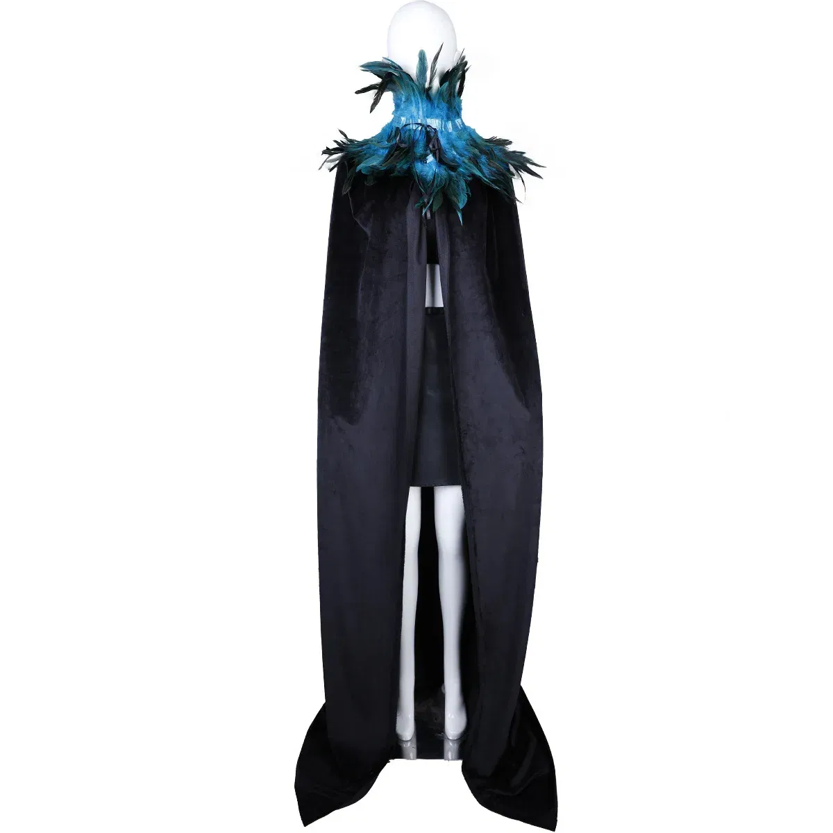 Color: Lake Blue - Feather Shawl With  Elegant Gothic Style Cloak With Soft Feathers Perfect For Halloween Or Cosplay