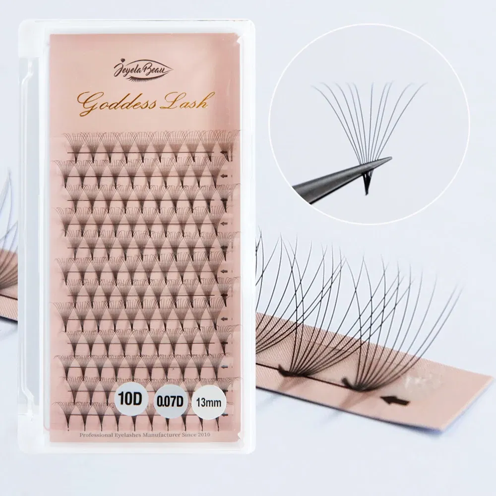 Color: Brushed Slate, Curl: D, Thickness: 0.07mm, Length: 13mm - Goddess Premade Volume Fans 5D 6D 10D 12D 16D 20D MIX Individual Lashes  Pre Made Russian Volume Fan Eyelash Extension Faux Mink