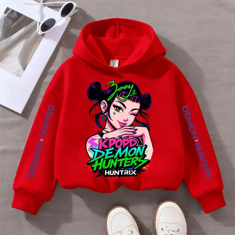 Color: Red, Kid Size: 152 - Kpop Witch Hunt Children's clothing, including men's and women's spring and autumn hoodies and fashionable sweatshirts
