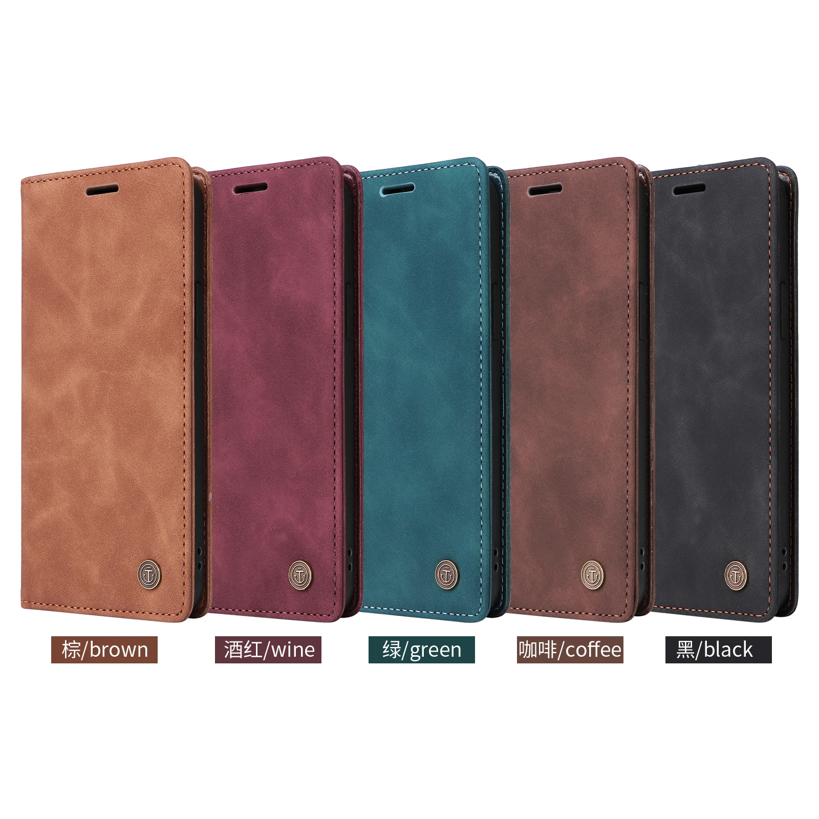 Color: Black, Material: artificial leather - Leather Wallet Case For Samsung Galaxy A15 A05 A14 A24 A34 A54 A13 A23 A33 A53 A73 A52 A32 A22 A12 A72 A03S A04S Flip Book Cover