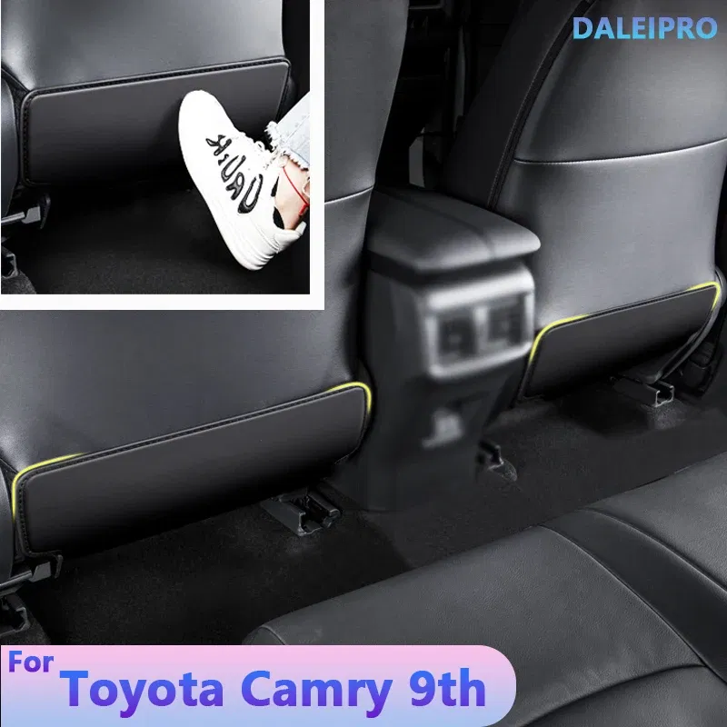 Color Name: black - For Toyota Camry 9th 2024 Car Seat Cover Seat Backs Anti Kick Mat Protector Pad Microfiber Leather Protection Cover