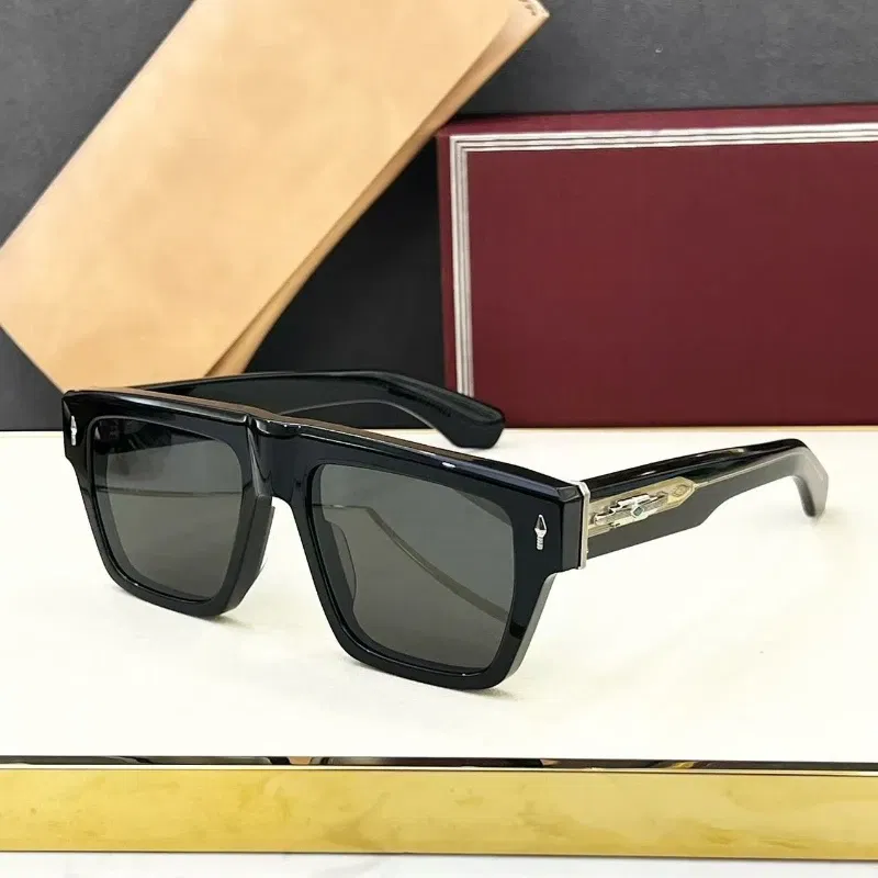 Lenses Color: Blue, Frame Color: Tawny - JMM ACOMA Limited Edition Handmade Acetate Square Sunglasses - Japanese Designer UV400 Vintage Unisex Eyewear for Men & Women