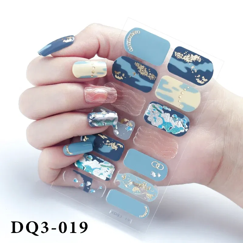 Color: Grey Green - Purpel Nail Stickers Full Cover Nail Polish Stickers for Women Full Beauty Manicure Decals High Quality Stickers for Nails Art