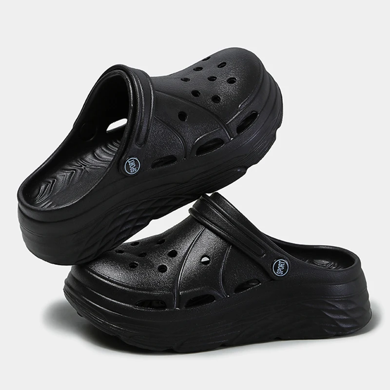 Shoe Size: 36-37, Color: Khaki - 2025 Summer Thick Platform Clogs Slippers Women Breathable Hollow Out Garden Sandals Woman Lightweight Non Slip Beach Sandles