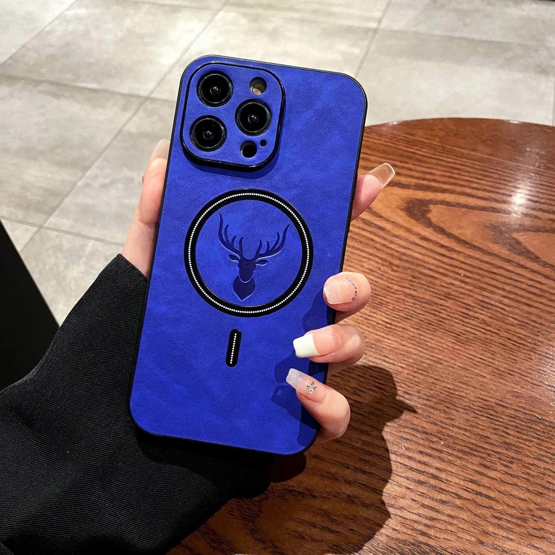 Material: Canvas, Color: GRAY - Luxury For Magsafe Wireless Charging Phone Case For iPhone 15 Pro 14 Plus 13 12 11 Pro Max Elk Magnetic Bumper Protective Cover