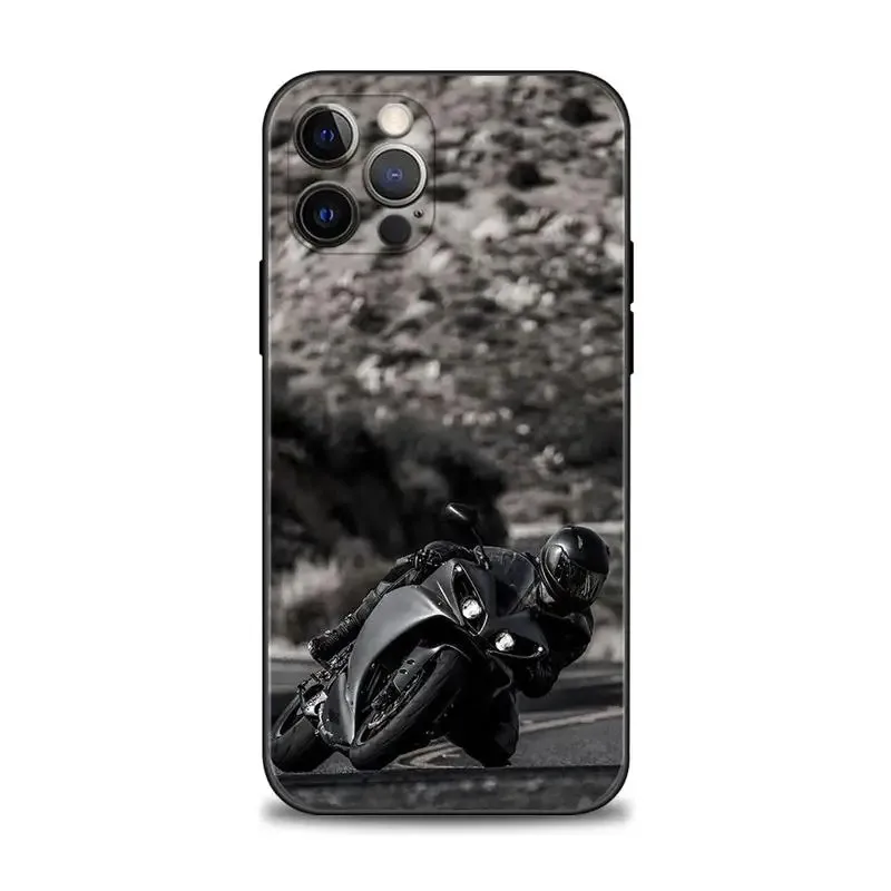 Color: GRAY, Material: Artificial Leather - Moto Cross Motorcycle Sports Phone Case For iPhone 16 15 14 13 12 11 Pro Max XS X XR Plus Mini Luxury Black Soft Cover Funda
