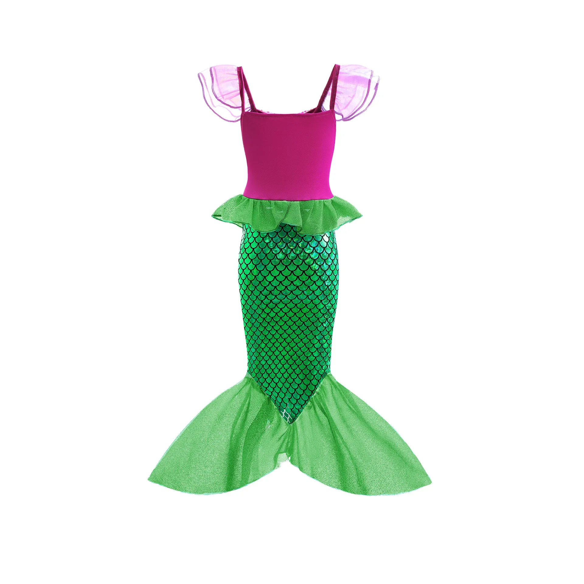 Color: WHITE, Kid Size: 5 - Disney Little Mermaid Ariel Costumes for Girls Princess Dress Cosplay Halloween Carnival Kids Birthday Party Dress Up Clothing