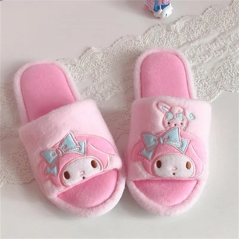 Color: dark green, Shoe Size: 39 - Kawaii Peep Toe Slippers Girl Cute Indoor Shoes Open Toes Home Slippers Casual Lolita Flat Non-slip Purple Pink Japanese Style