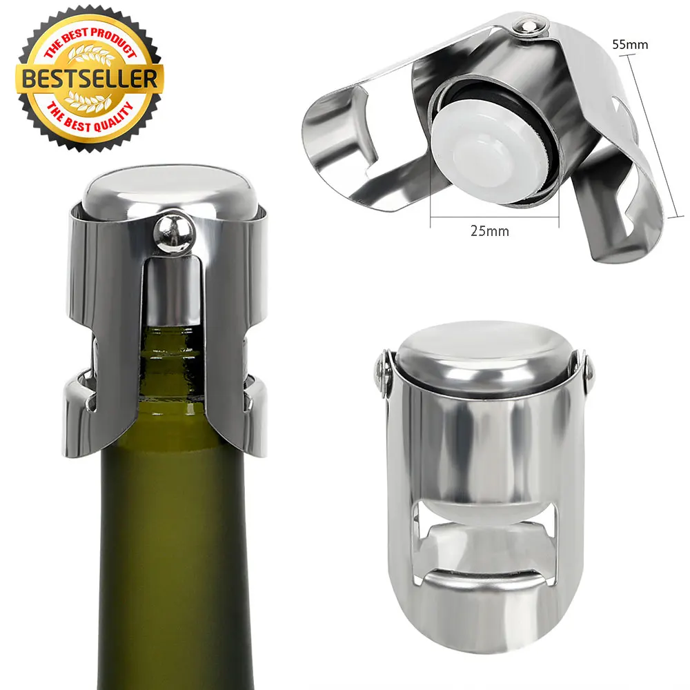 Stainless Steel Champagne Wine Bottle Stopper Portable Sealing Machine Bar Stopper Wine Cork Sparkling Champagne Cap
