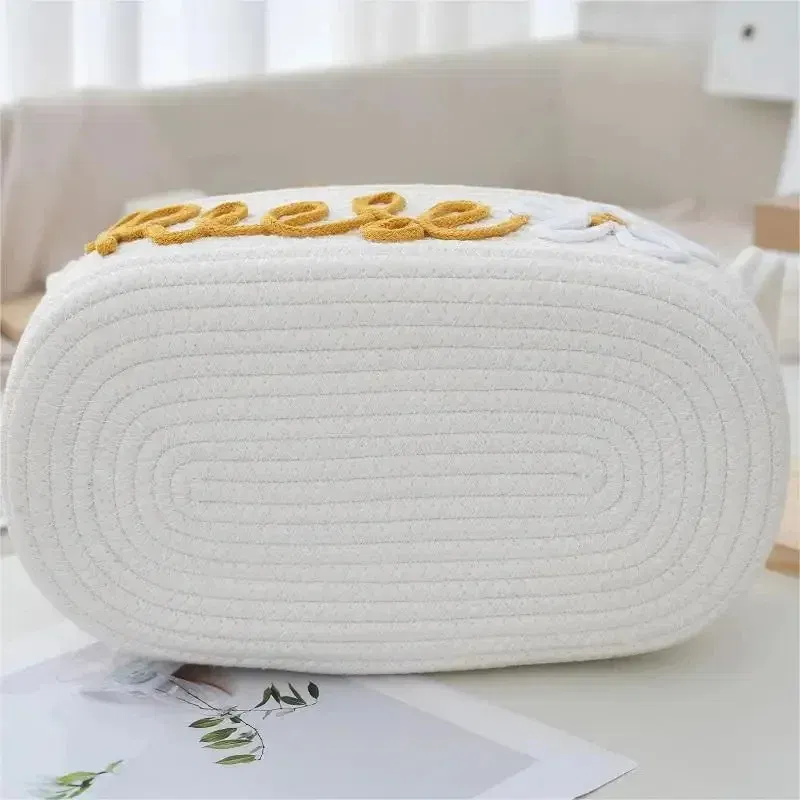Color: Blue - Personalized Diaper Basket Personalized Baby Shower Basket Cotton Rope Clothes Storage Basket Rope Cotton Toy Storage Basket