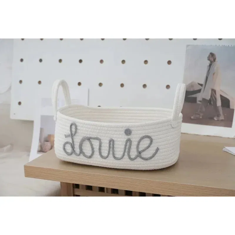 Color: Blue - Personalized Diaper Basket Personalized Baby Shower Basket Cotton Rope Clothes Storage Basket Rope Cotton Toy Storage Basket