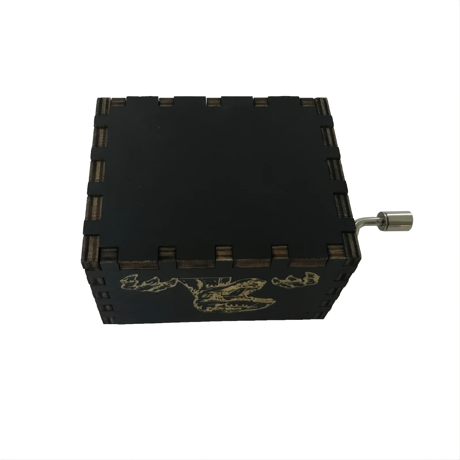 1pc Black Birthday Music Box Wooden Antique Carved Hand Cranked Classic Theme Music for Christmas Gifts Family Decoration