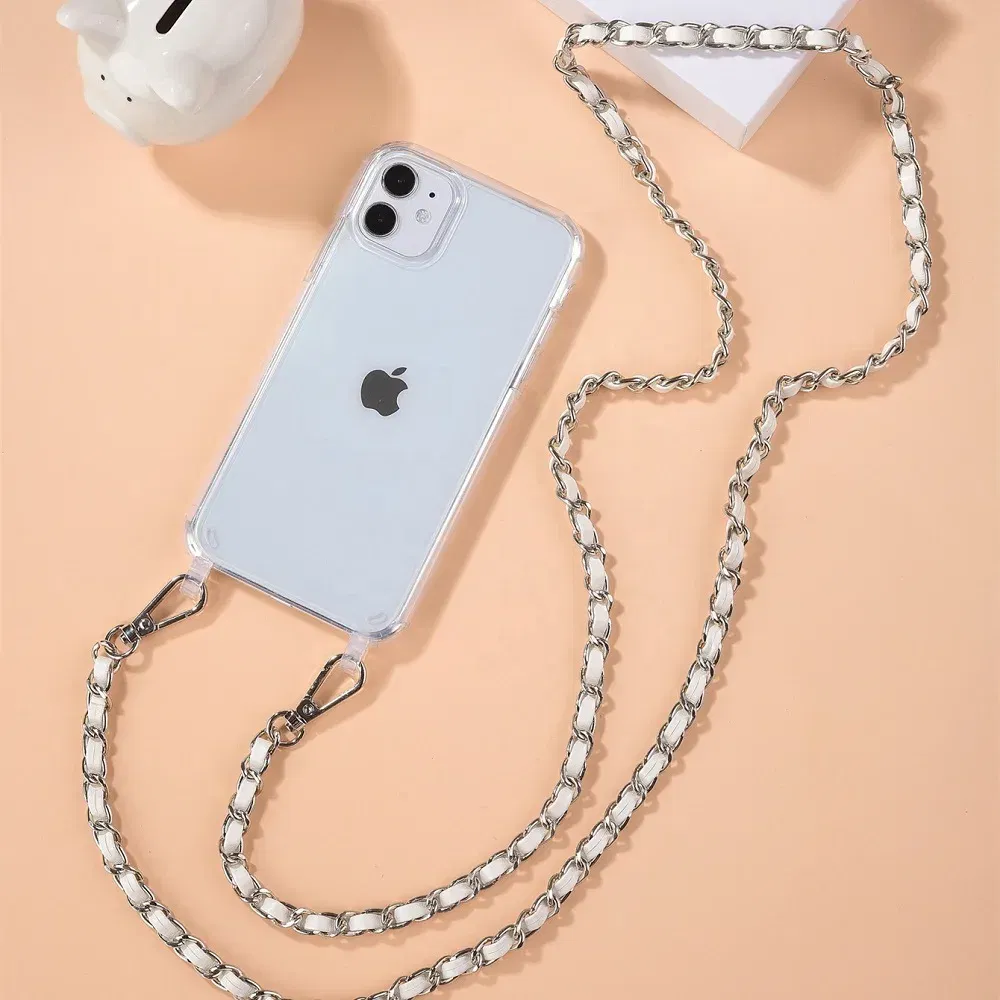 Color: Lotus root color, Bundle: Case & Strap, Material: PE - Crossbody Lanyard Necklace Pearl Bracelet Phone Case with Chain for Iphone 13 12 14 Pro Max 15 X XS 6S 7 8 Plus Cover with Strap