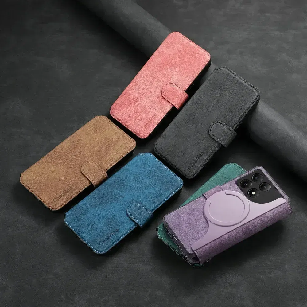 Color: green, Material: PU - For Poco F8 Ultra F7 X7 X6 M6 M7 Pro 5G Luxury Case RFID Leather 2IN1 Detachable Book Funda Xiaomi Poco F6 X5 X 6 F 8 Flip Cover