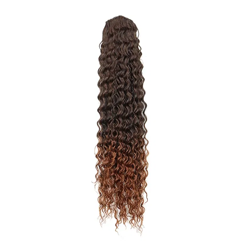 Color: NC/4HL - Synthetic Long 22Inch Kinky Curly Ponytail Extensions Clip in Drawstring Ponytail Wig Afro Pony Tail Women Hairpiece