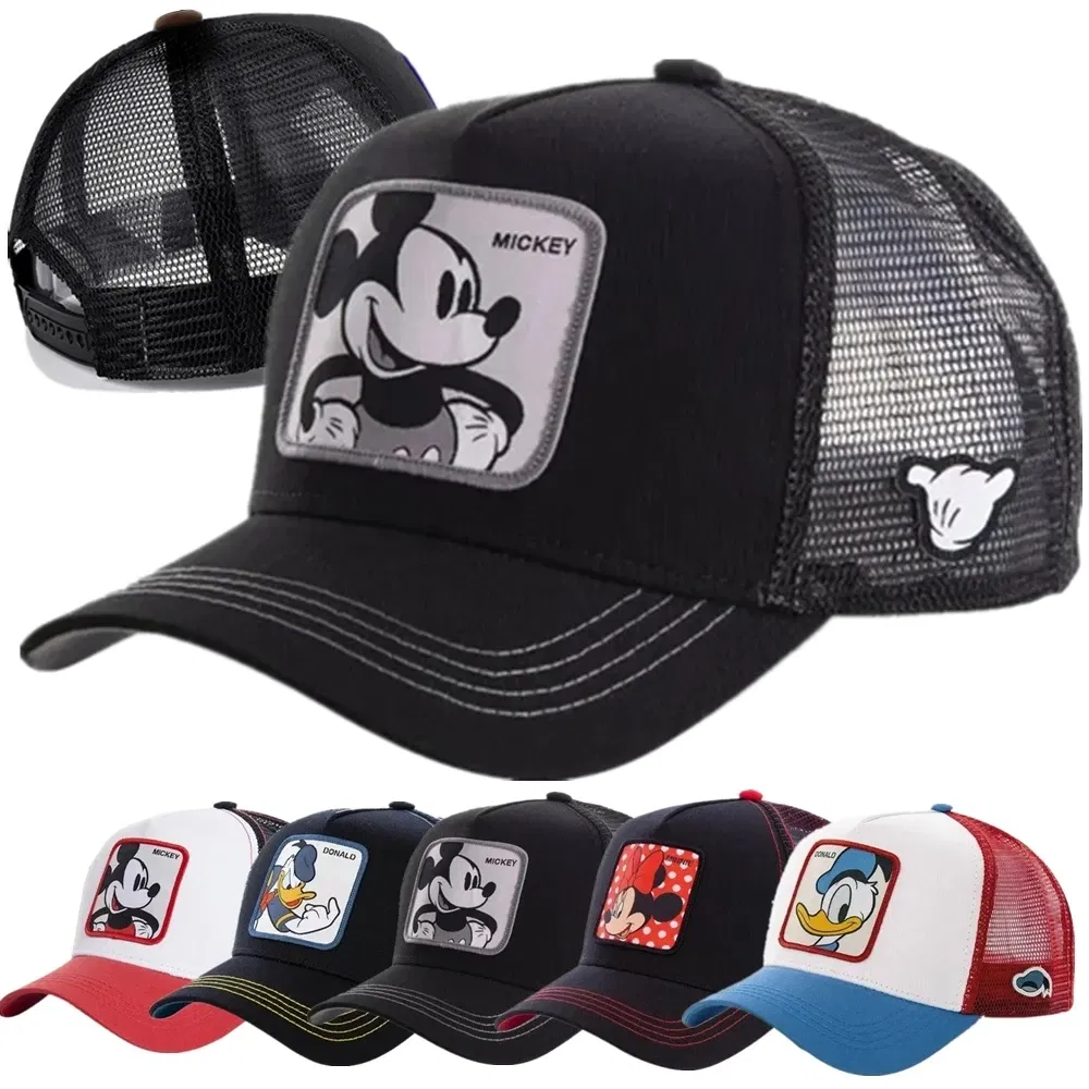 Color: Burgundy - High Quality Disney Styles Anime Cartoon Snapback Cotton Baseball Cap Men Women Hip Hop Dad Mesh Hat Trucker Hat Dropshipping