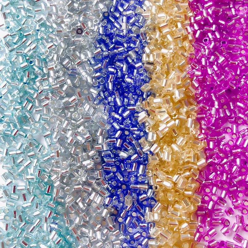 Color: Orange, Item Diameter: 2mm - 2mm Glass Seed Loose Beads Silver Color Inner Long Tube Charms DIY Craft Bracelet Jewelry Making Supplies Necklace Accessories