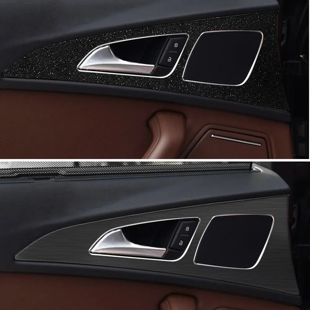 Car Styling Black Carbon Decal Car Door Plank Panel Cover Trim Sticker 4 Pcs/Set For Audi A6 C7 2012-2018