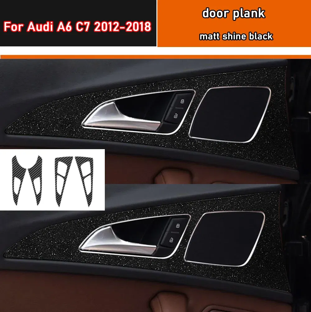 Car Styling Black Carbon Decal Car Door Plank Panel Cover Trim Sticker 4 Pcs/Set For Audi A6 C7 2012-2018