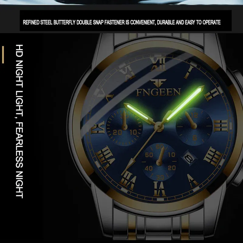 Color: Gold - BINBONG Men Watches 2023 Top Brand Luxury Waterproof Date Clock Male Steel Strap Casual Quartz Watch Sports Wrist Watch Men 4006