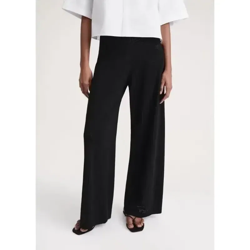 Color: SKY BLUE, Size: XS - LUXURY-Casual Commuter Pants for Women, High Waist, Straight Tube Pants, Spring and Summer, 2025 Hollow Camisole Skirt