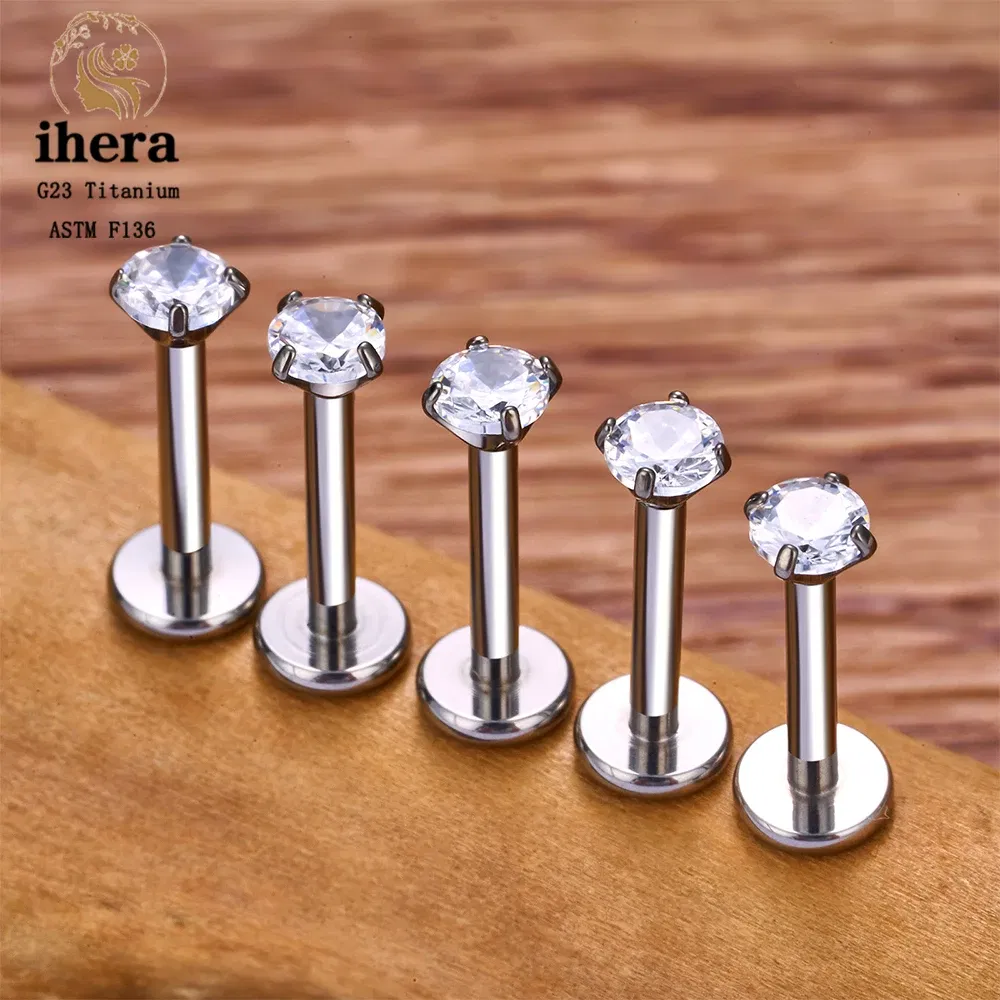 Metal color: SILVER PLATED, Ships From: CHINA, Main Stone Color: PURPLE - 10PCS G23 Titanium Lip Ring Labret Piercing Stud Earring CZ 16/18/20G Push Pin Ear Tragus Cartilage Helix Conch Pierc? Jewelry