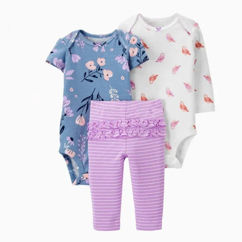 Color: ROYAL BLUE, Ships From: CHINA, Kid Size: 6M - 3PCS Baby Clothing Set Autumn Newborn Baby Girl Pure Cotton Clothes Set Soft Cute Animal Kids Bodysuits+Pants+Romper Bebe 6-24M