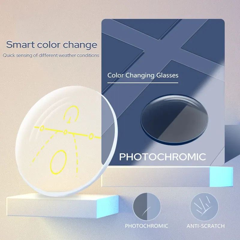 Lenses Color: GRAY, Ships From: CHINA, Lens Index: 1.56 - VICKI Multifocal Progressive Photochromic CR-39 Resin Aspheric Spectacle Lenses Myopia & Hyperopia UV400 Sun Protection Lenses