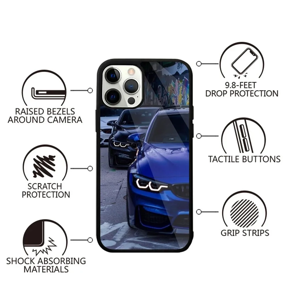 Color: Black, Material: Vinyl - Blue Red Car for B-BMW   Phone Case Strong Magnetic For IPhone 15,14,13,Pro,Max,Plus,11,12,Mini For Magsafe Wireless Charging