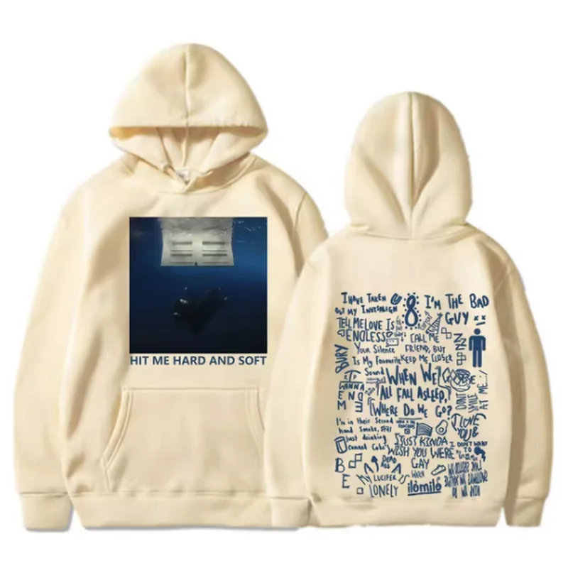 Color: Blue, Size: L - 2024 Hit Me Hard and Soft Tour Hoodie Billie Hoodie Men's Hoodie Sudaderas Men's Casual Sports