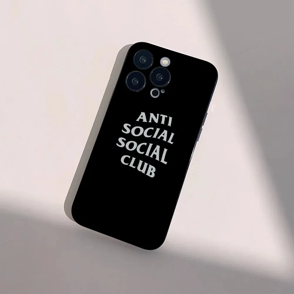 Color: SKY BLUE, Material: PP - Anti Social Social Club Phone Case For IPhone 16 15 14 13 Pro Max 11 12 Mini X Xs XR Se 2022 Black Silicone Cover